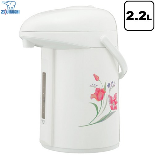 象印 押すだけポット（ガラス） みエ～る ガラスマホービン ガラスエアーポット 容量：2.2L  グレースフルフラワー ≪AB-RY22-FZ≫