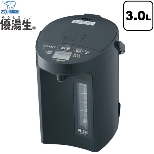 象印 マイコン沸とう VE電気まほうびん 優湯生 電気ケトル・ポット 電気ポット 容量：3.0L  ソフトブラック ≪CV-GD30(BM)≫