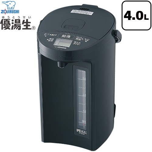 象印 マイコン沸とう VE電気まほうびん 優湯生 電気ケトル・ポット 電気ポット 容量：4.0L  ソフトブラック ≪CV-GD40(BM)≫