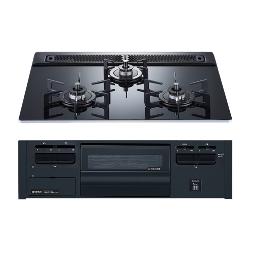 ハーマン　ガラストップビルトインコンロ　DW32Q6WTSKRSV ハーマン製（HARMAN）DW32T6WTSKSV fami （ファミ） 3口コンロ
