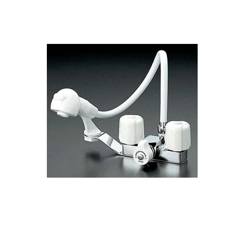 一時止水付2ハンドルシャワー　「KF12F2-1E」　KVK KF12F2-1E 一時止水付2ハンドル洗髪シャワー オープンホース