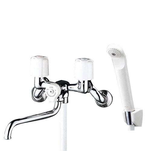 【新品未開封】KVK壁付2ハンドル 13 シャワバス 逆止 KF30N2 2ハンドルシャワー KF30N2 【KVK】（ヘッドとホース付き）のことなら