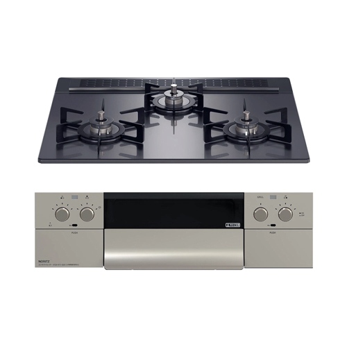 N3WU4PWASQSTEC/13A ノーリツ NORITZ ビルトインコンロ Orshe オルシェ 無水両面焼 75cm幅 ガラストップ 都市ガス 送料無料 N3WU4PWASQSTEC⁄13A ノーリツ NORITZ ビルトインコンロ