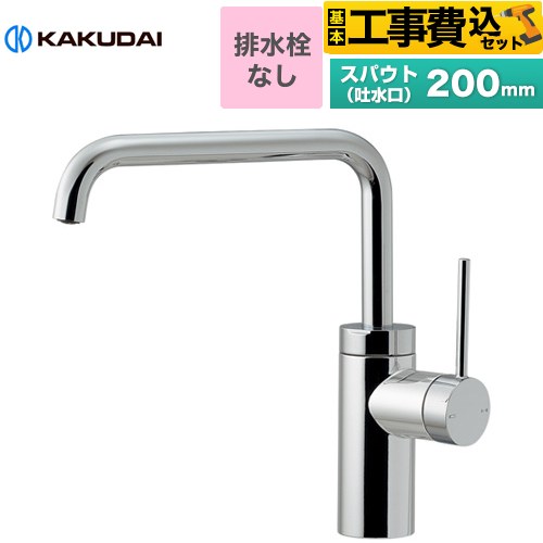 【工事費込セット（商品＋基本工事）】 カクダイ シングルレバー混合栓 VARUNA 洗面水栓 台付 ワンホールタイプ 排水栓なし  ≪183-301≫