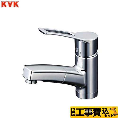 【工事費込セット（商品＋基本工事）】KVK 洗面水栓 洗面用シングルレバー式混合栓 セラミックシングル ワンホールタイプ ≪KM8001T≫