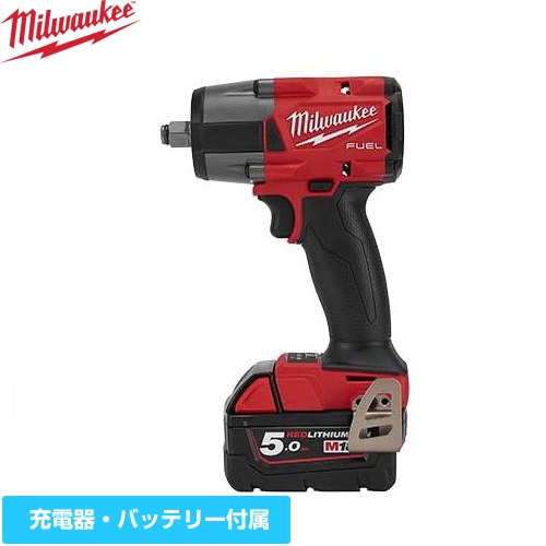 ミルウォーキー 工具 M18 FUEL 1/2インチ 745Nm インパクトレンチ 長さ152mm  充電器・バッテリー2個付 【メーカー保証のみ】 ≪M18-FMTIW2F12-502X-JP≫